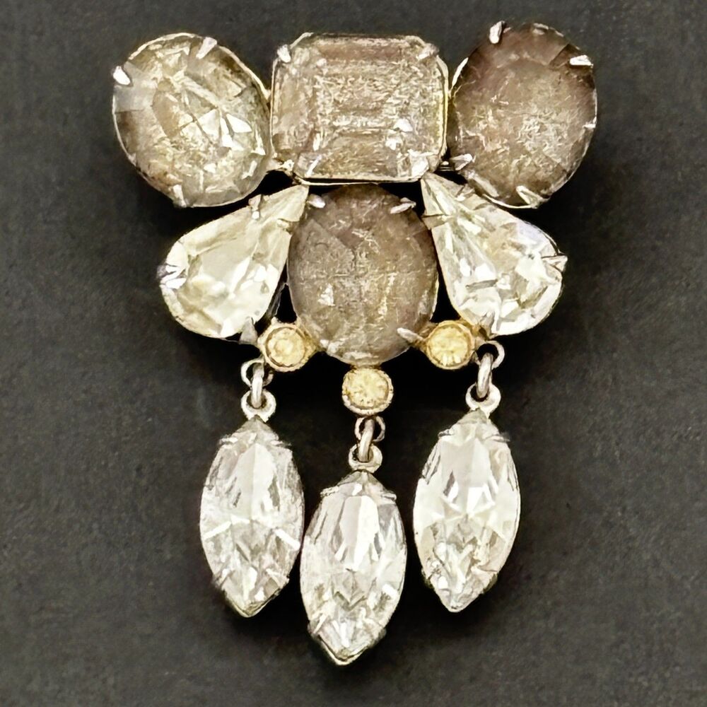 Vintage Old Hollywood Coro Rhinestone Brooch Signed Glam Gala Event NYE Cruise